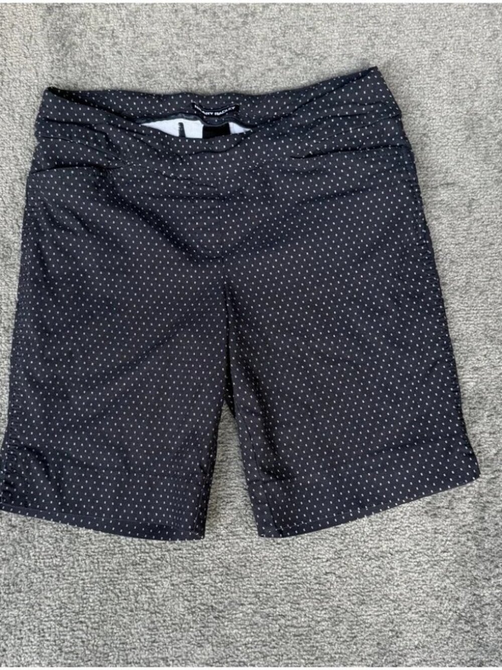Hilary Radley Navy Blue Polka Dot Pull On Bermuda Shorts Women Size 10